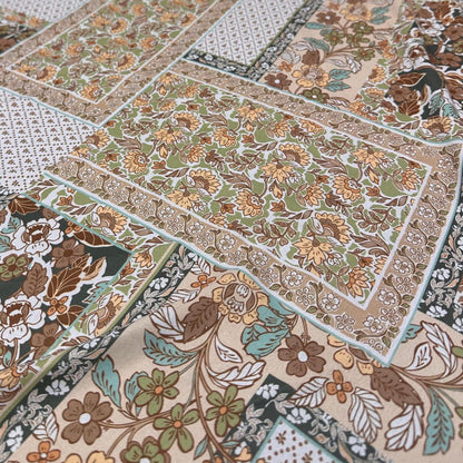 Airflow Woven Print Fabric By The Yard Green Paisley Vintage Flower Patchwork Geometric  Floral Print