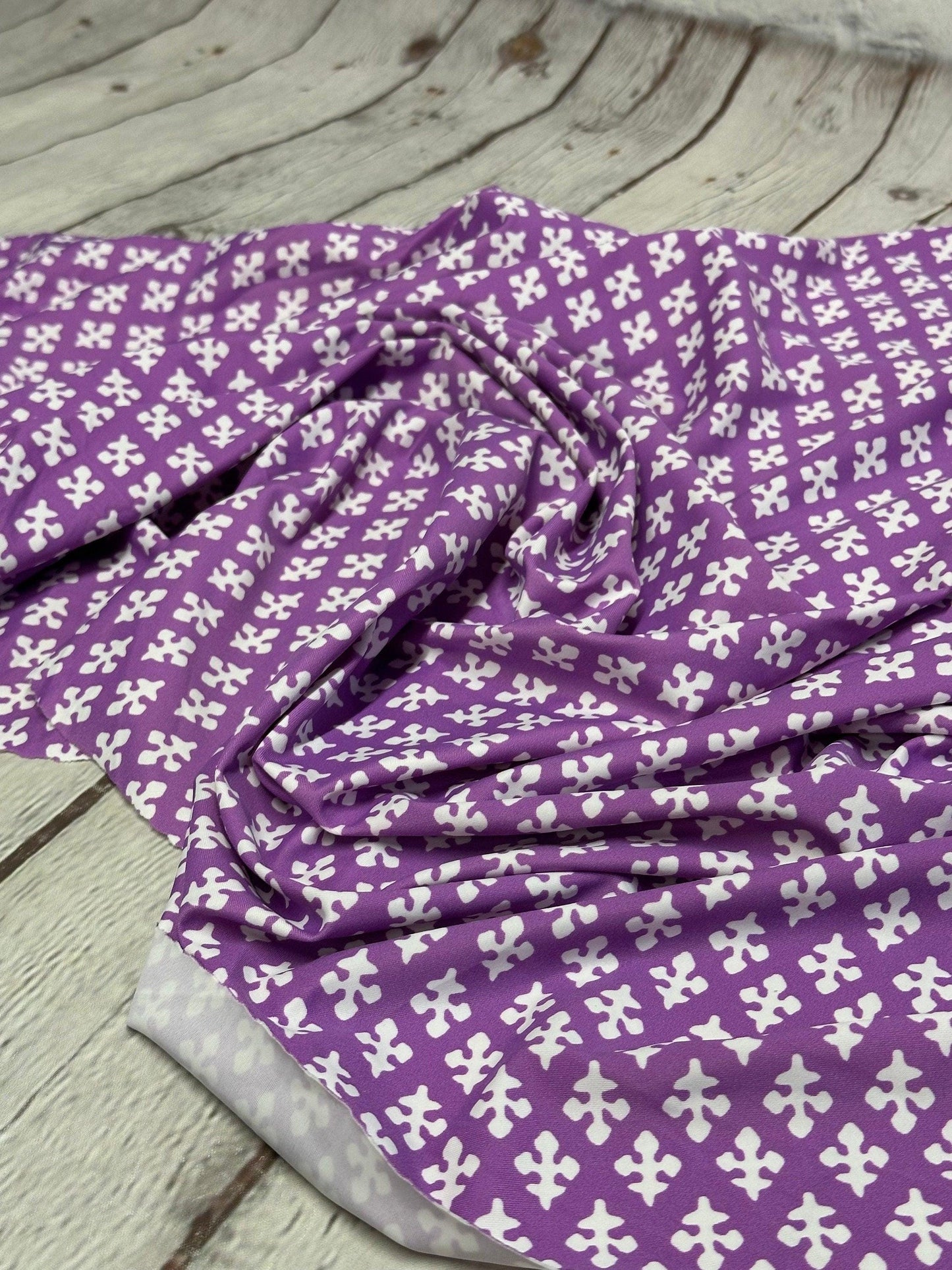 4 Way Stretch Print Nylon Spandex Fabric By The Yard Tricot Swim Wear Bikini Active Wear Geometric Pattern Abstract Purple White