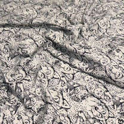 4 Way Stretch Assorted Print Nylon Spandex Fabric By The Yard Tricot Swim Wear Bikini Active Black White Animal Wolf Owl 240 GSM