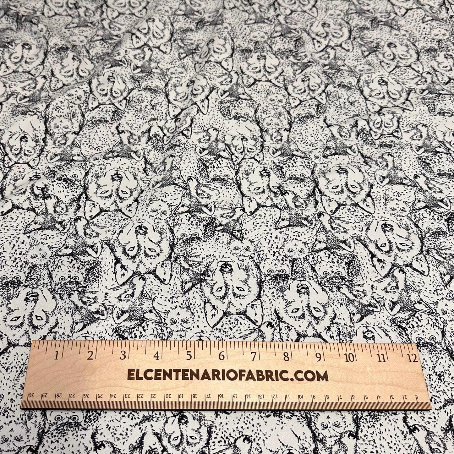 4 Way Stretch Assorted Print Nylon Spandex Fabric By The Yard Tricot Swim Wear Bikini Active Black White Animal Wolf Owl 240 GSM