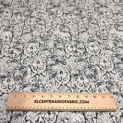 4 Way Stretch Assorted Print Nylon Spandex Fabric By The Yard Tricot Swim Wear Bikini Active Black White Animal Wolf Owl 240 GSM