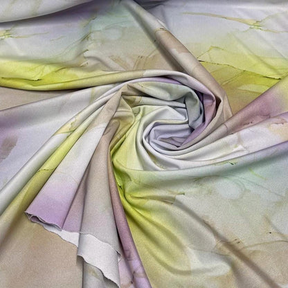 4 Way Stretch Print Nylon Spandex Fabric By The Yard Tricot Swim Wear Bikini Active Wear Acid Wave Tie Dye Lavender Lime