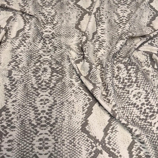 4 Way Stretch Print Rib Nylon Spandex Fabric By The Yard Tricot Swim Wear Bikini Active Wear Snake Animal Print Anaconda Reptile 280 GSM