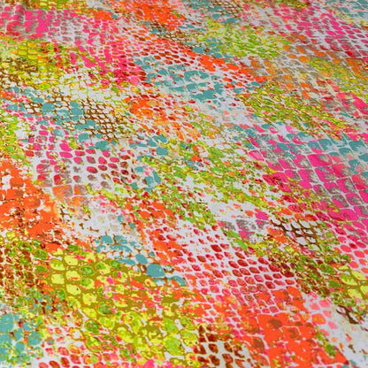 4 Way Stretch Print Nylon Spandex Fabric By The Yard Tricot Swim Wear Bikini Active Wear Snake Skin Reptile Anaconda Bright Mulitcolor Neon