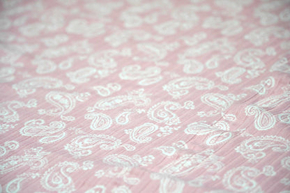 DBP 8x2 Rib Knit Paisley Double Brushed Polyester Spandex Vintage Bandana Monotone Pink Fabric By The Yard