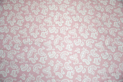 DBP 8x2 Rib Knit Paisley Double Brushed Polyester Spandex Vintage Bandana Monotone Pink Fabric By The Yard