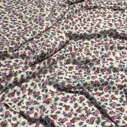 DBP Double Brushed Poly Spandex Print Ditsy Flower Vintage Mini Floral Print By The Yard Denim