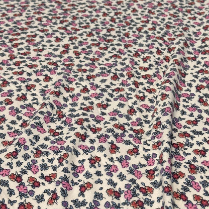 DBP Double Brushed Poly Spandex Print Ditsy Flower Vintage Mini Floral Print By The Yard Denim