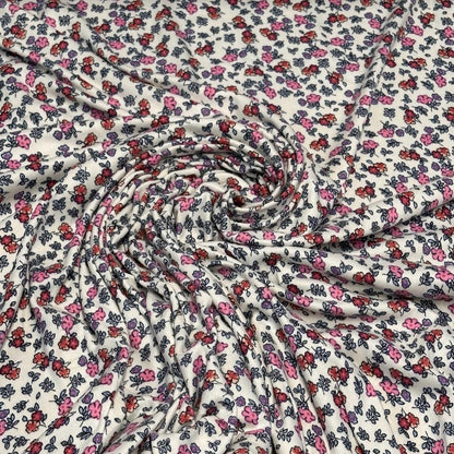 DBP Double Brushed Poly Spandex Print Ditsy Flower Vintage Mini Floral Print By The Yard Denim
