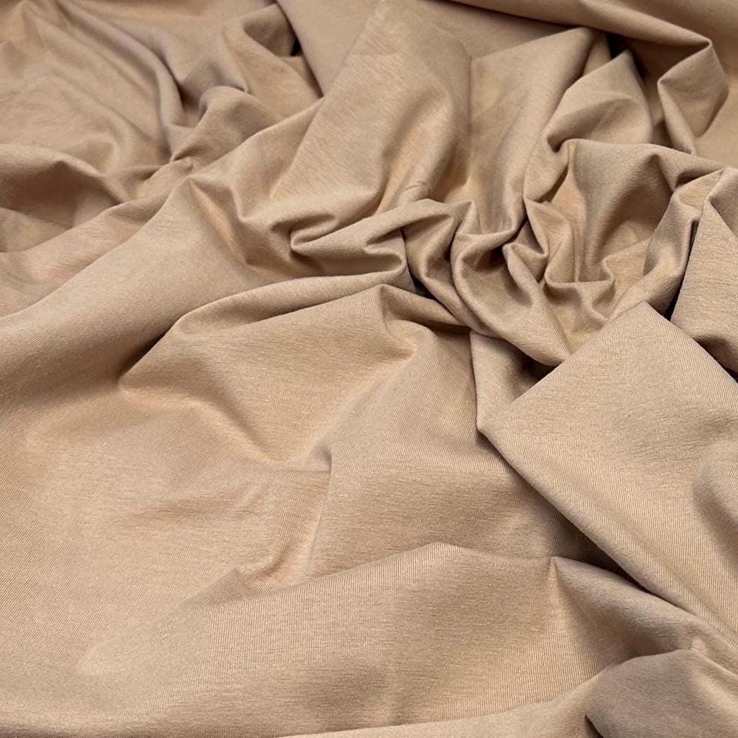 Ultra Soft 4 Way Stretch Cotton Spandex Jersey Knit Fabric By The Yard 200GSM Bodycon Bodysuit ShapeWear Natural