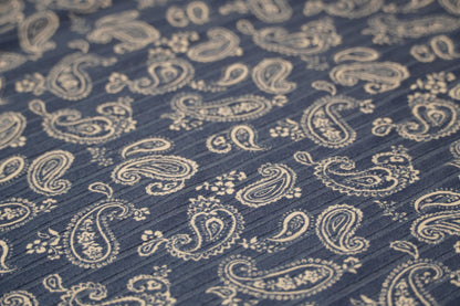 DBP 8x2 Rib Knit Paisley Double Brushed Polyester Spandex Vintage Bandana Monotone Denim Fabric By The Yard