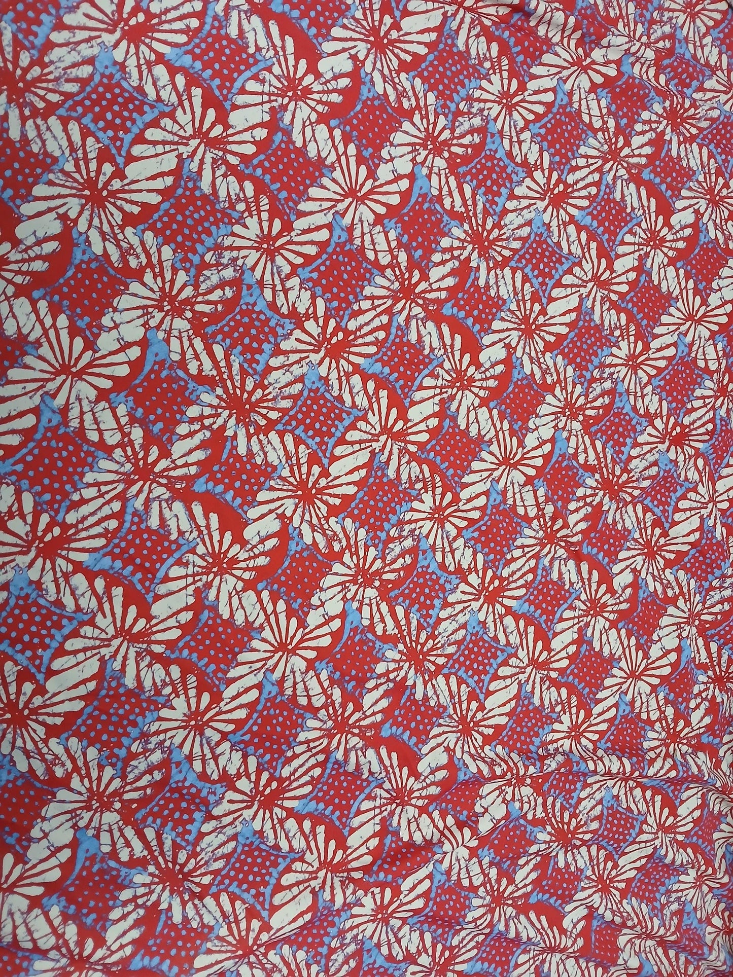4 Way Stretch Print Nylon Spandex Fabric By The Yard Tricot Swim Wear Bikini Active Wear Geometric Shapes Abstract Red Blue Cream