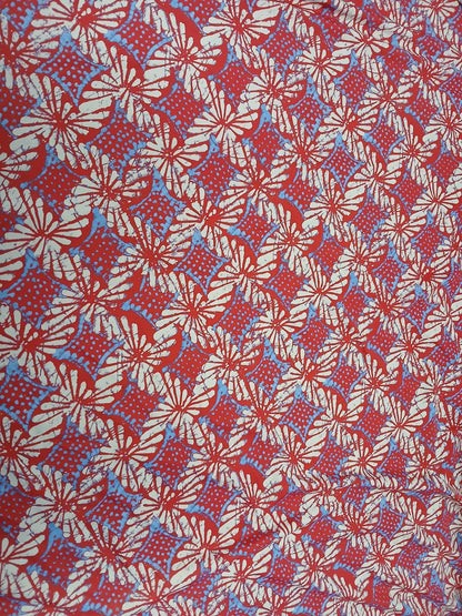 4 Way Stretch Print Nylon Spandex Fabric By The Yard Tricot Swim Wear Bikini Active Wear Geometric Shapes Abstract Red Blue Cream