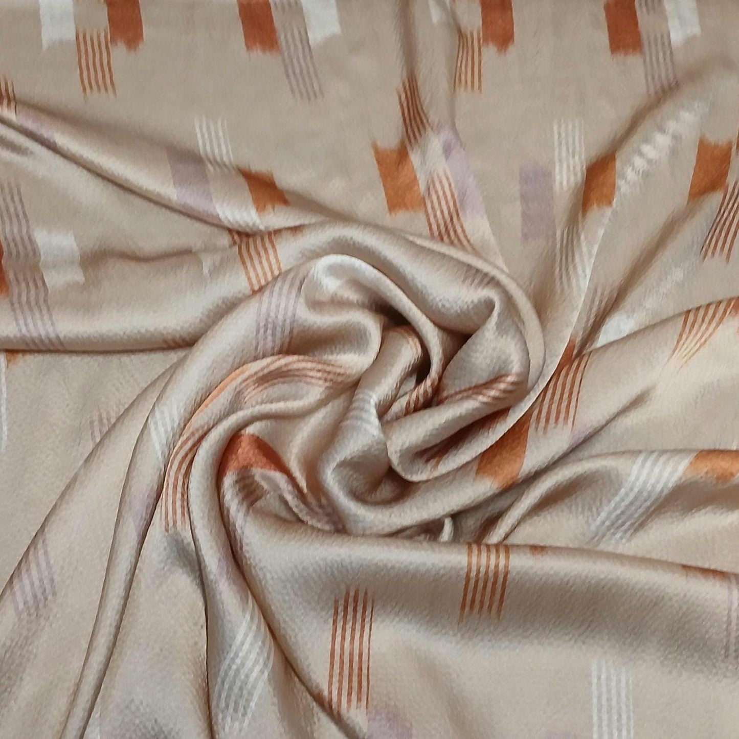 100% Silk Hammered Silk Charmeuse Solid Print Khaki Geometric Rust Silver Fabric By The Yard  52 inch