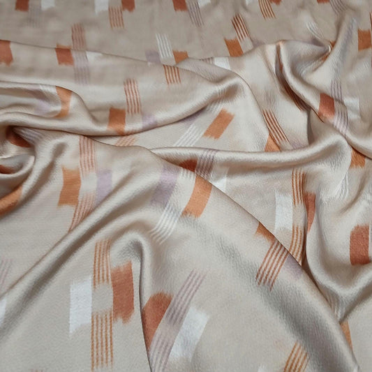 100% Silk Hammered Silk Charmeuse Solid Print Khaki Geometric Rust Silver Fabric By The Yard  52 inch