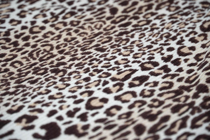 DBP 4x2 Rib Knit Double Brushed Taupe White Brown Animal Print Leopard Cheetah Polyester Fabric By The Yard