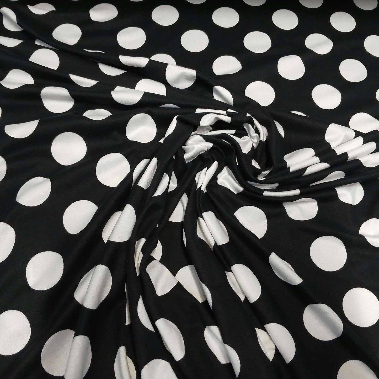 DBP Double Brushed Poly Spandex Print Big Dot Polka Dot Print By The Yard Black