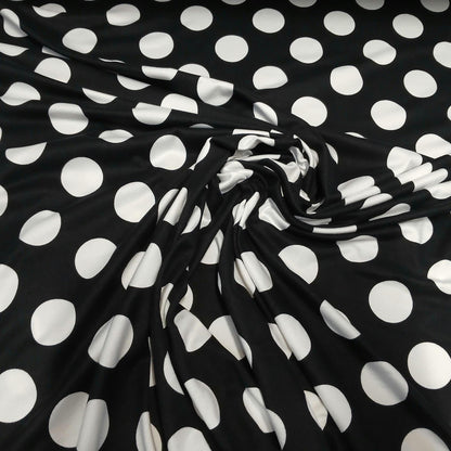 DBP Double Brushed Poly Spandex Print Big Dot Polka Dot Print By The Yard Black