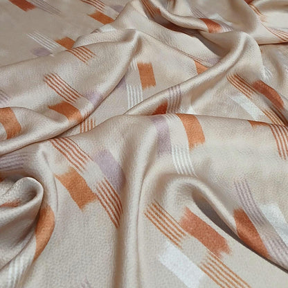 100% Silk Hammered Silk Charmeuse Solid Print Khaki Geometric Rust Silver Fabric By The Yard  52 inch