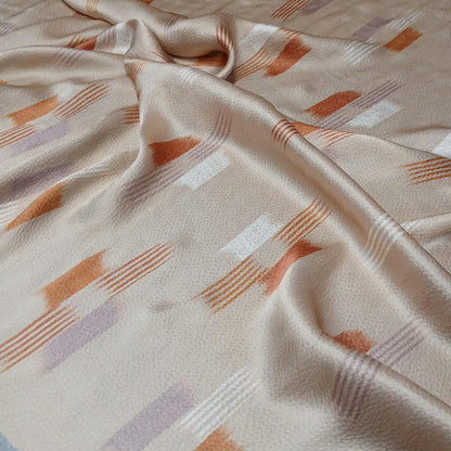 100% Silk Hammered Silk Charmeuse Solid Print Khaki Geometric Rust Silver Fabric By The Yard  52 inch