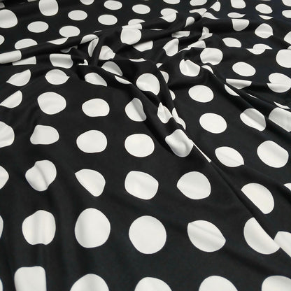 DBP Double Brushed Poly Spandex Print Big Dot Polka Dot Print By The Yard Black