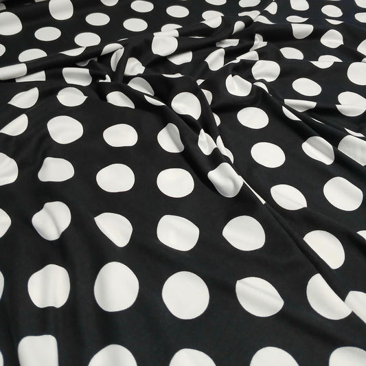DBP Double Brushed Poly Spandex Print Big Dot Polka Dot Print By The Yard Black