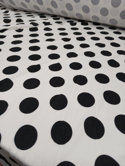 DBP Double Brushed Poly Spandex Print Big Dot Polka Dot Print By The Yard Ivory