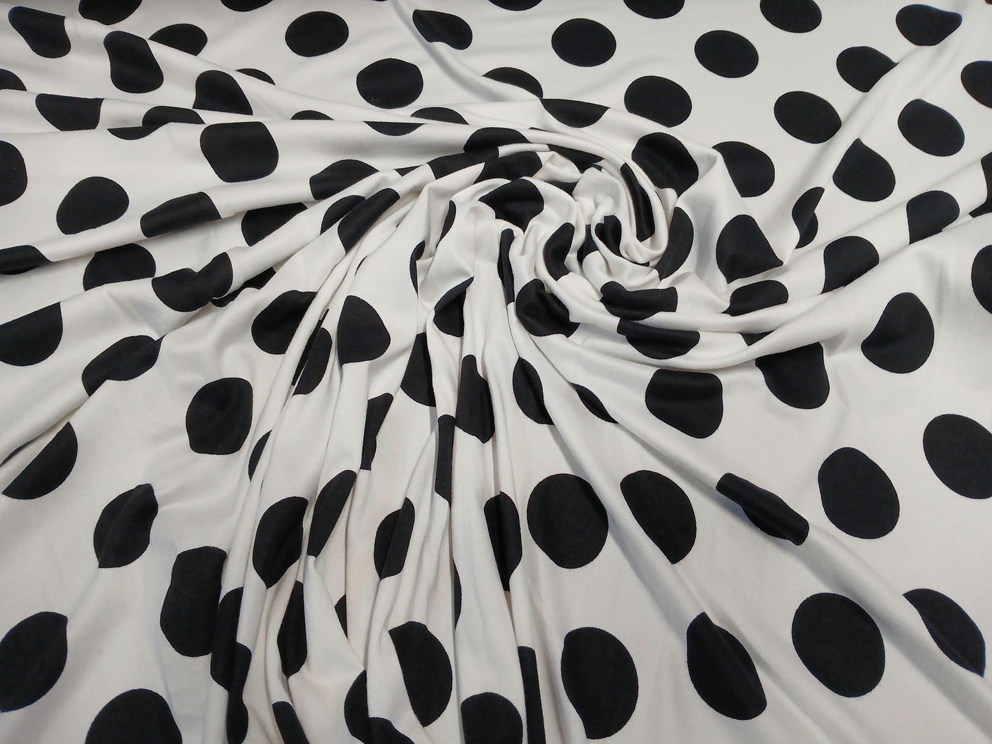 DBP Double Brushed Poly Spandex Print Big Dot Polka Dot Print By The Yard Ivory