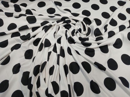 DBP Double Brushed Poly Spandex Print Big Dot Polka Dot Print By The Yard Ivory