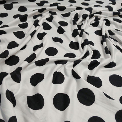 DBP Double Brushed Poly Spandex Print Big Dot Polka Dot Print By The Yard Ivory