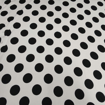 DBP Double Brushed Poly Spandex Print Big Dot Polka Dot Print By The Yard Ivory