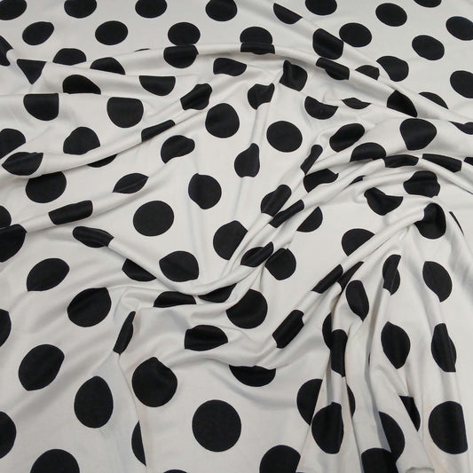 DBP Double Brushed Poly Spandex Print Big Dot Polka Dot Print By The Yard Ivory