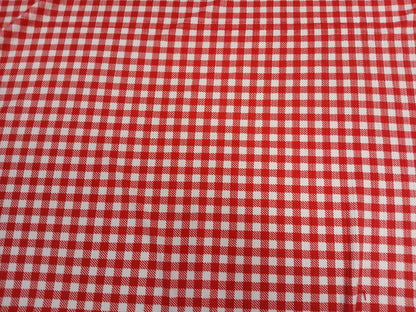 DBP 4x2 Rib Knit  Double Brushed Polyester Spandex Gingham Checkered Plaid Red Fabric By The Yard