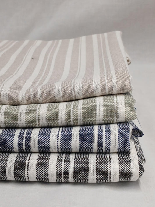 Rayon Linen Blend Varigated Stripe Soft Woven Fabric By The Yard 240 GSM