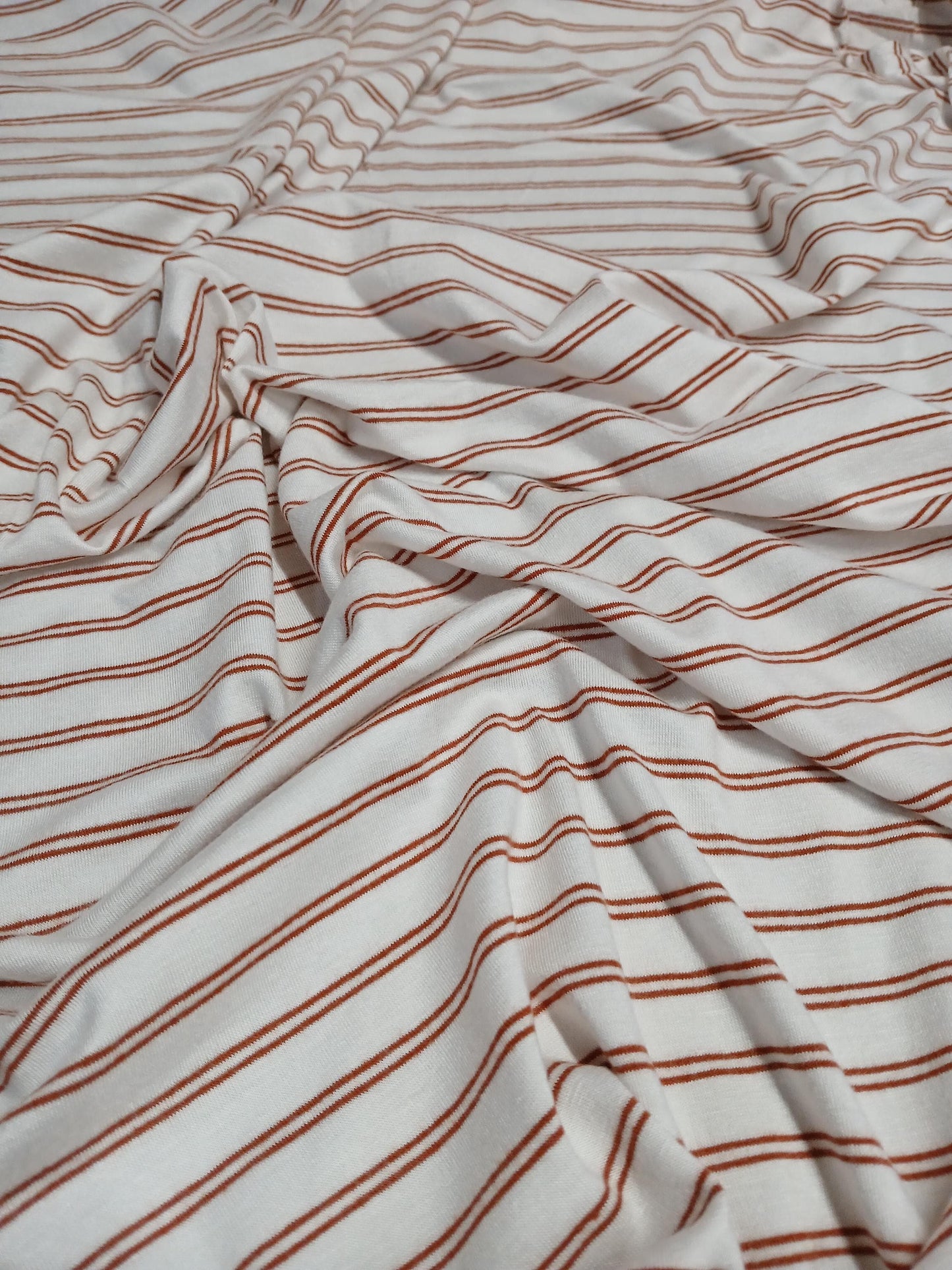 GREAT DEAL Rayon Spandex Jersey Knit Pin Stripes Fabric By The Yard 220GSM Rust