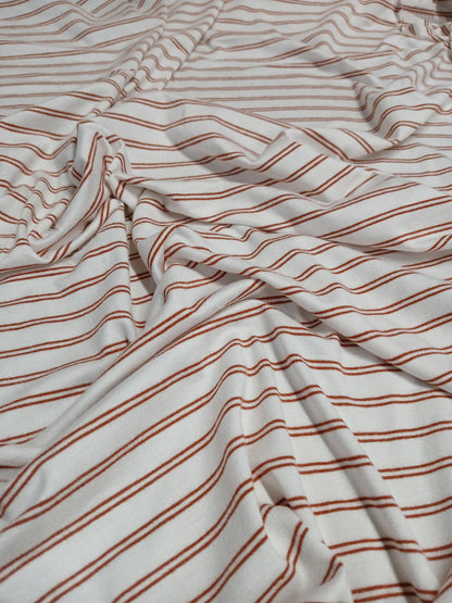 GREAT DEAL Rayon Spandex Jersey Knit Pin Stripes Fabric By The Yard 220GSM Rust