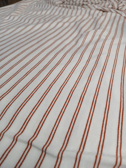 GREAT DEAL Rayon Spandex Jersey Knit Pin Stripes Fabric By The Yard 220GSM Rust