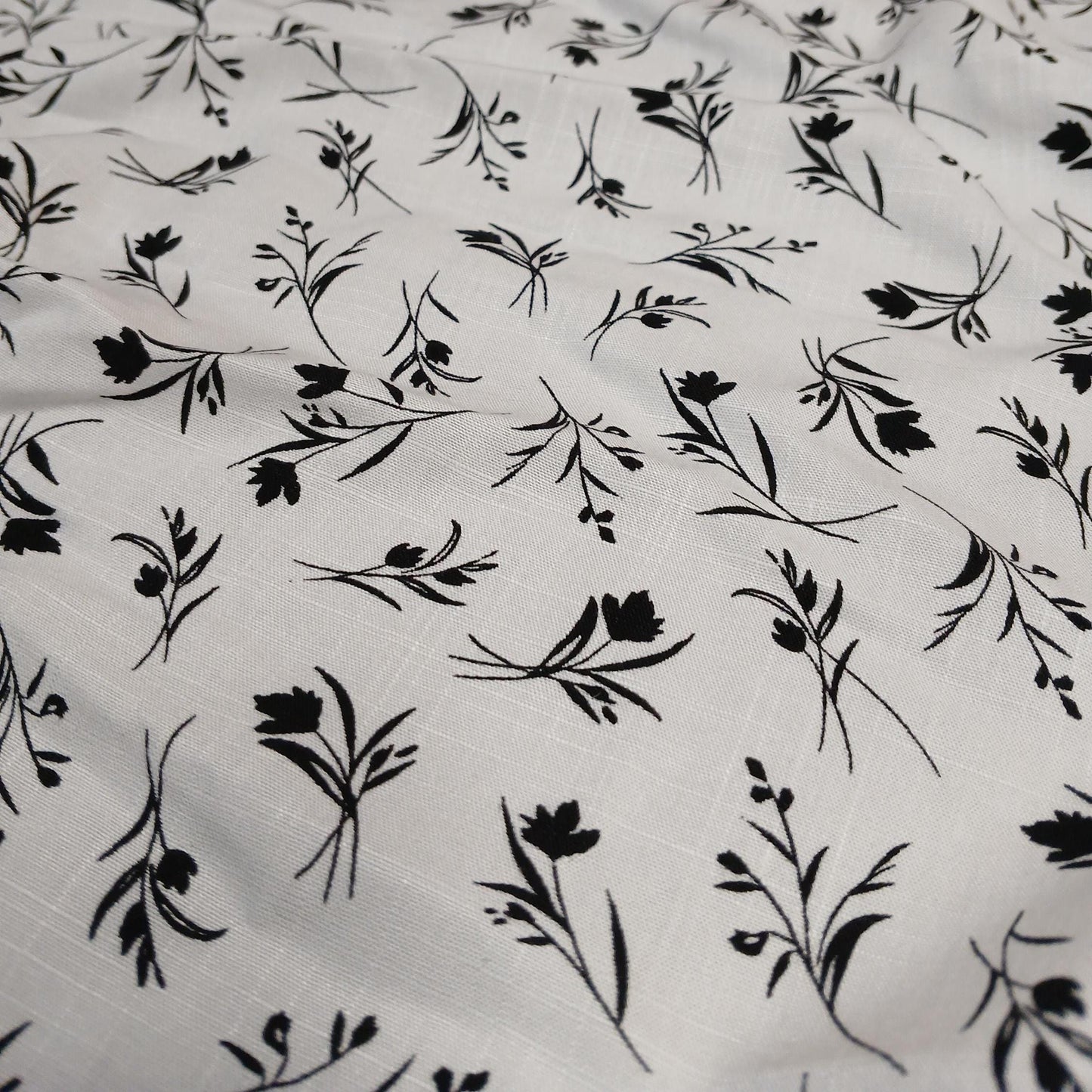 100% Rayon Challis Fabric  Black and White Floral Compass Print  Soft, Flowy Woven Fabric by the Yard