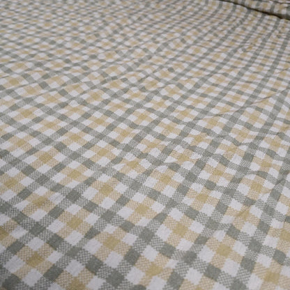 100% Rayon Crinkled Challis Fabric  Sage and Taupe Gingham  Print  Soft, Flowy Woven Fabric by the Yard