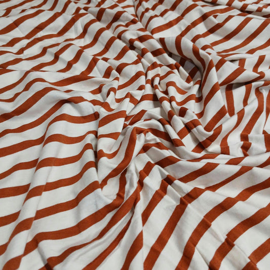 GREAT DEAL Rayon Spandex Jersey Knit Ivory Rust  Fabric By The Yard 220GSM Rust