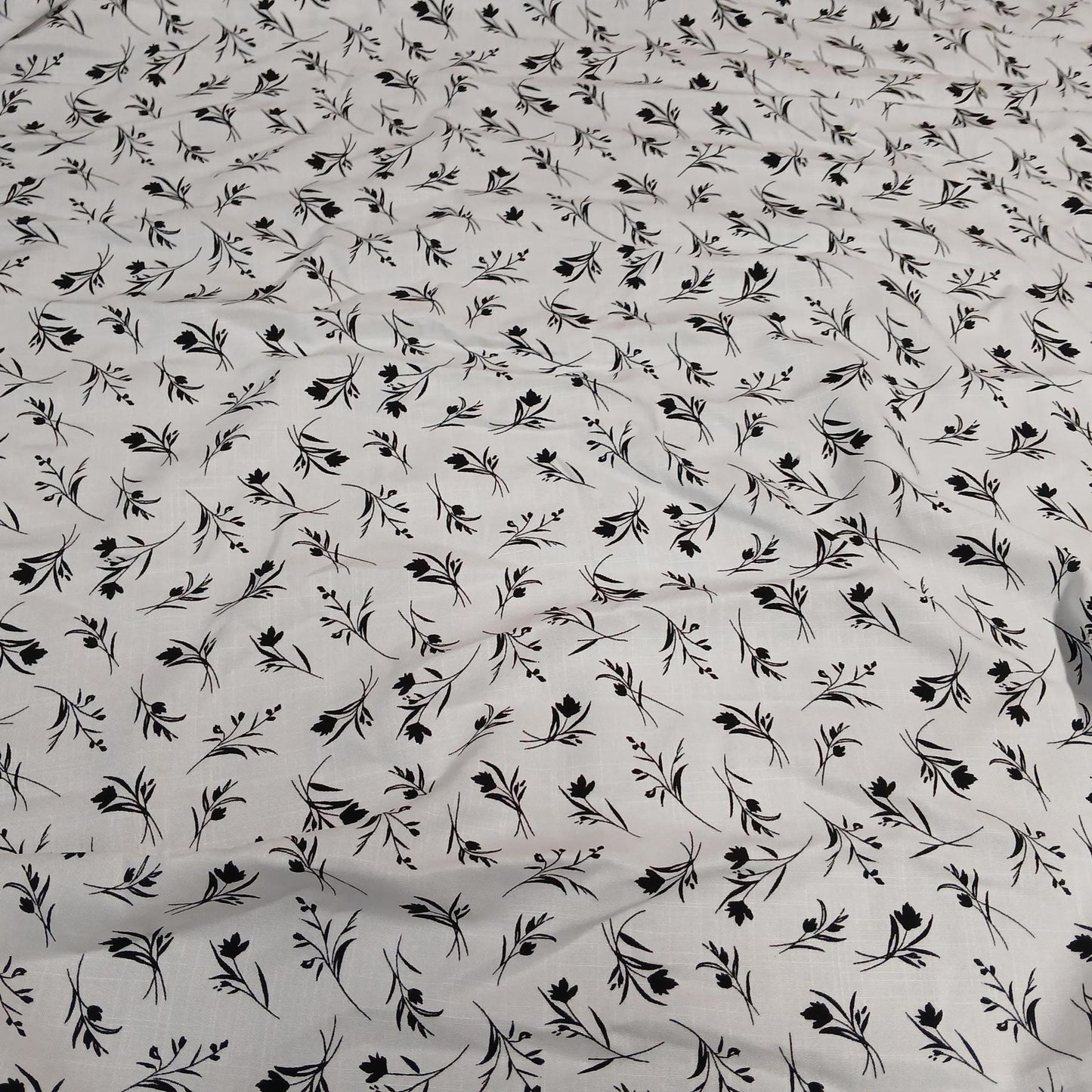 100% Rayon Challis Fabric  Black and White Floral Compass Print  Soft, Flowy Woven Fabric by the Yard
