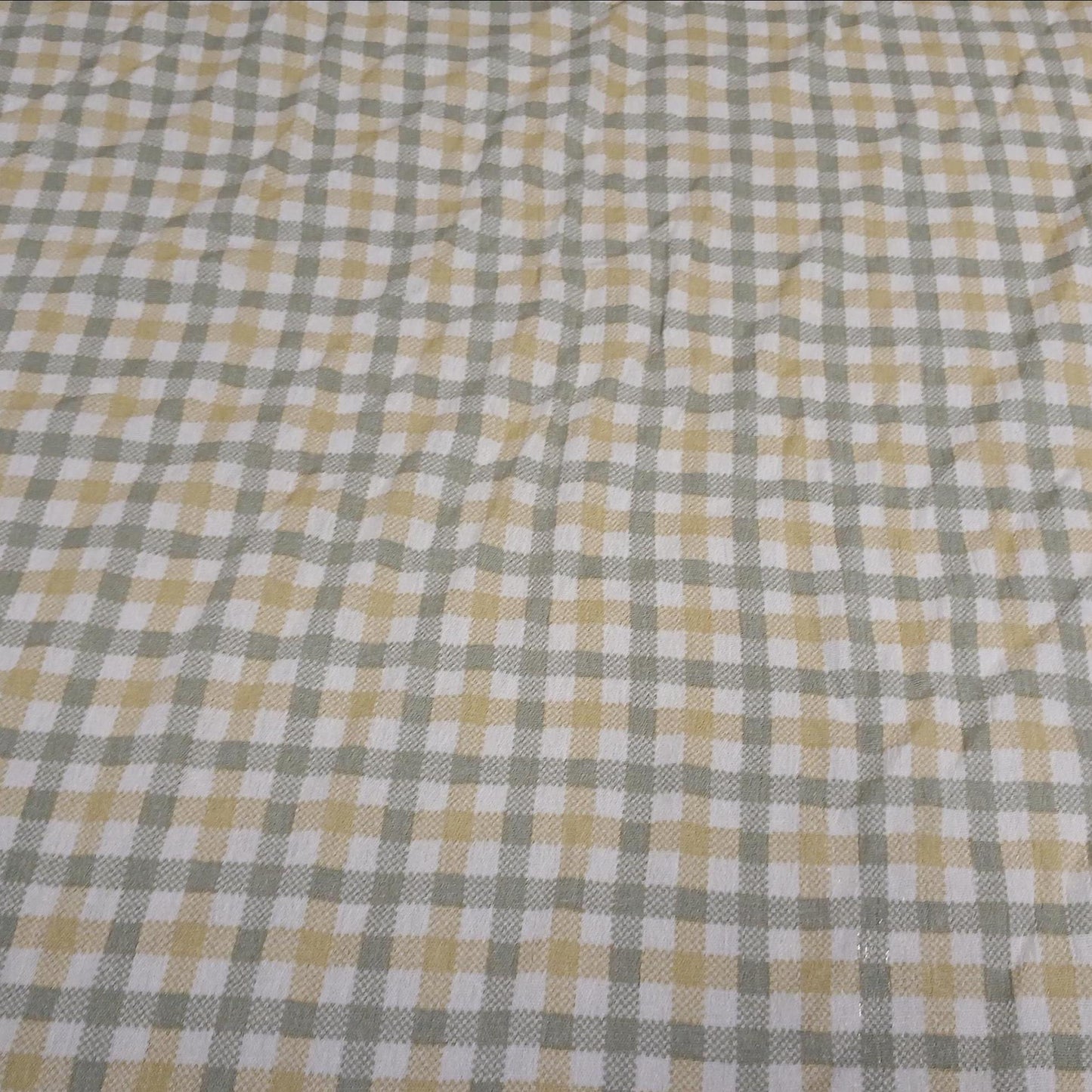100% Rayon Crinkled Challis Fabric  Sage and Taupe Gingham  Print  Soft, Flowy Woven Fabric by the Yard