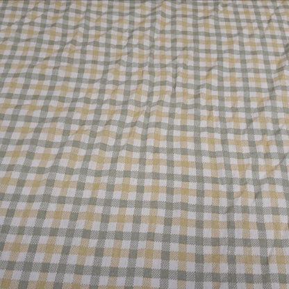 100% Rayon Crinkled Challis Fabric  Sage and Taupe Gingham  Print  Soft, Flowy Woven Fabric by the Yard
