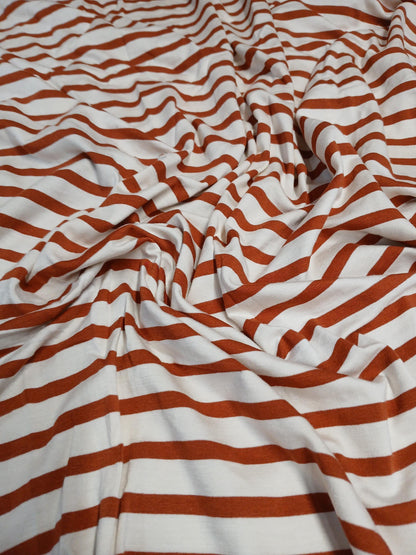 GREAT DEAL Rayon Spandex Jersey Knit Ivory Rust  Fabric By The Yard 220GSM Rust