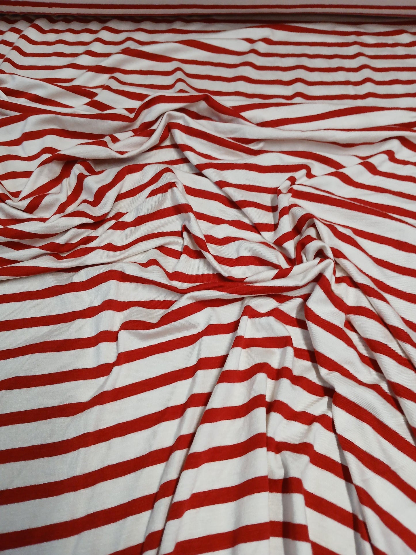 GREAT DEAL Rayon Spandex Jersey Knit Ivory Red Fabric By The Yard 220GSM Red