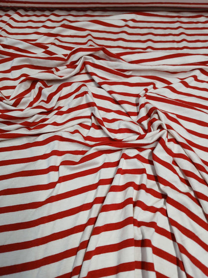 GREAT DEAL Rayon Spandex Jersey Knit Ivory Red Fabric By The Yard 220GSM Red