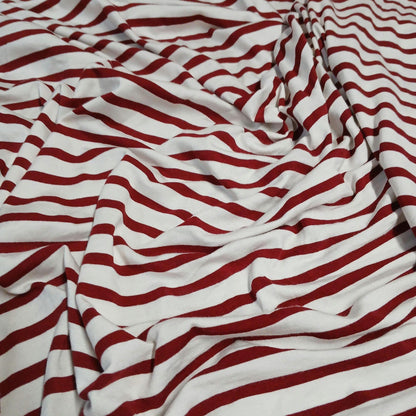 GREAT DEAL Rayon Spandex Jersey Knit Ivory Burgundy Fabric By The Yard 220GSM Burgundy