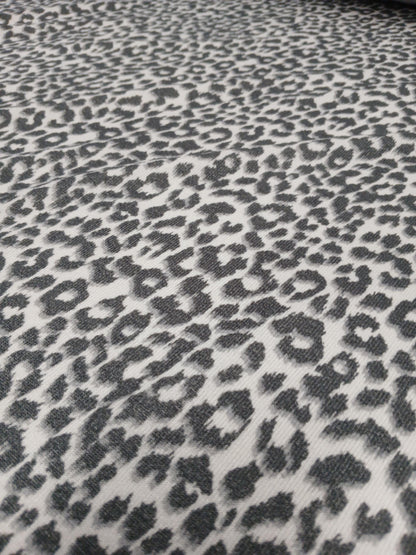 Premium Sweater Knit Classic Leaopard Animal Print Charcoal Cheetah Fabric By The Yard | 180 GSM Open Weave