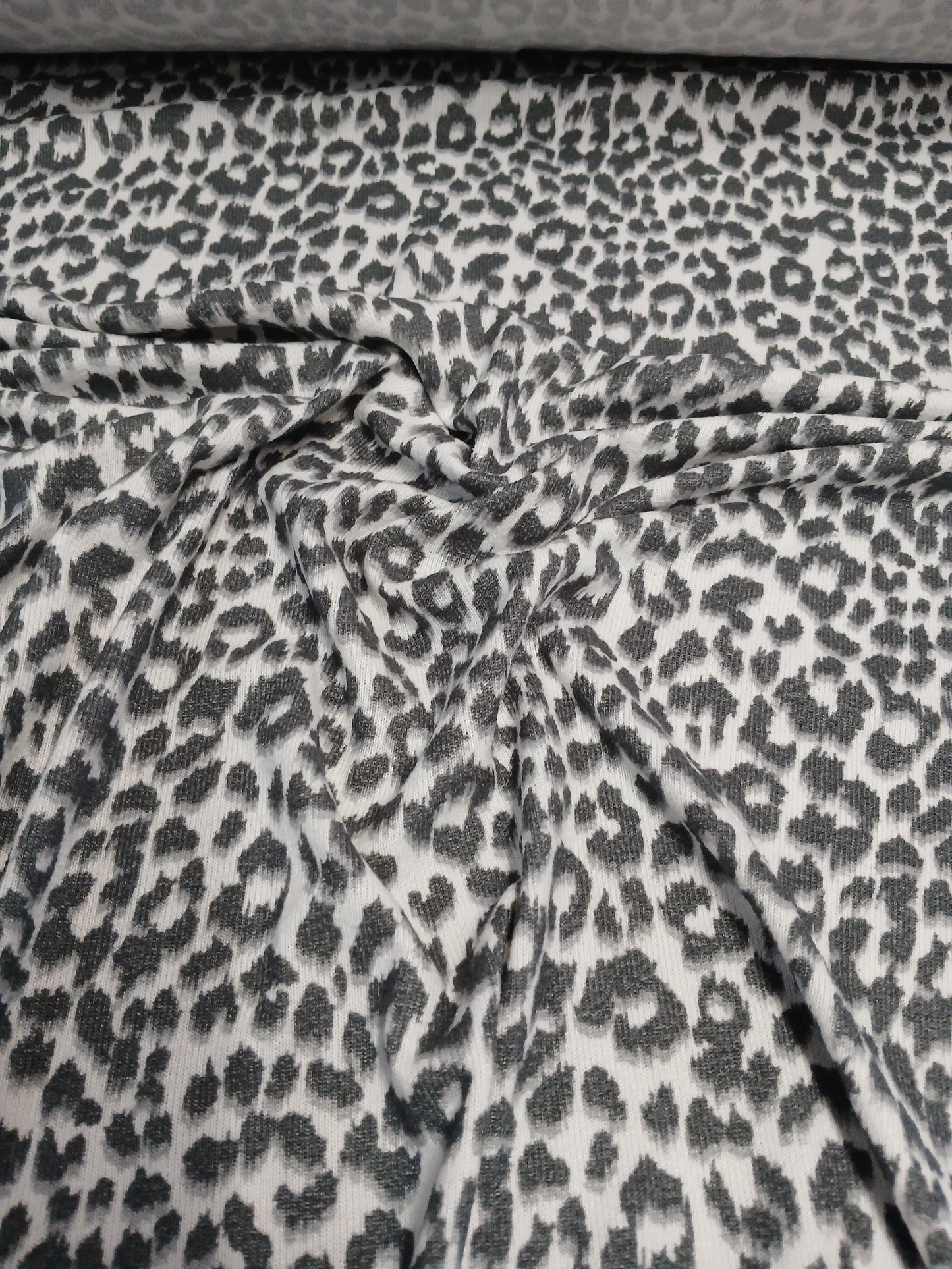 Premium Sweater Knit Classic Leaopard Animal Print Charcoal Cheetah Fabric By The Yard | 180 GSM Open Weave