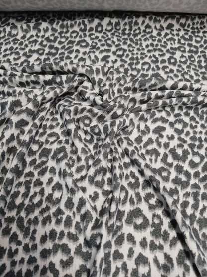 Premium Sweater Knit Classic Leaopard Animal Print Charcoal Cheetah Fabric By The Yard | 180 GSM Open Weave